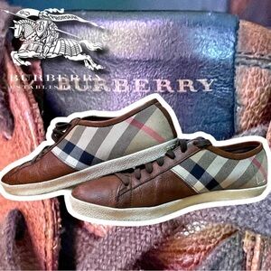 Burberry Scottish Brown  Terrace Check  Canvas Leather  Men’s  44 / 11 US​